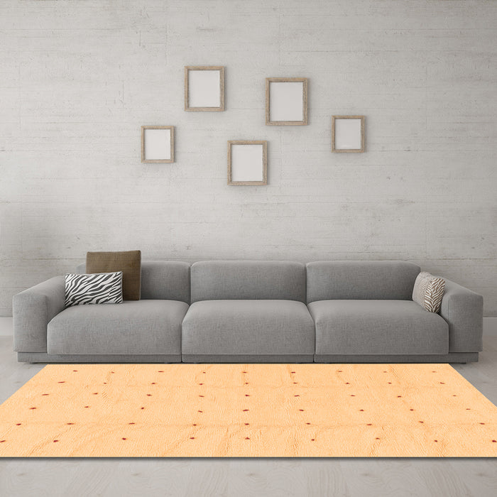 Machine Washable Solid Orange Modern Area Rugs in a Living Room, wshabs1803org