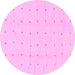 Round Machine Washable Solid Pink Modern Rug, wshabs1803pnk