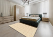 Abstract Khaki Gold Solid Rug in a Bedroom, abs1803