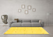 Machine Washable Solid Yellow Modern Rug in a Living Room, wshabs1804yw