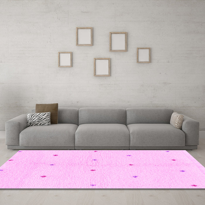 Machine Washable Solid Pink Modern Rug in a Living Room, wshabs1804pnk