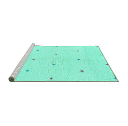 Sideview of Machine Washable Solid Turquoise Modern Area Rugs, wshabs1804turq