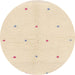 Round Machine Washable Abstract Pastel Orange Rug, wshabs1804