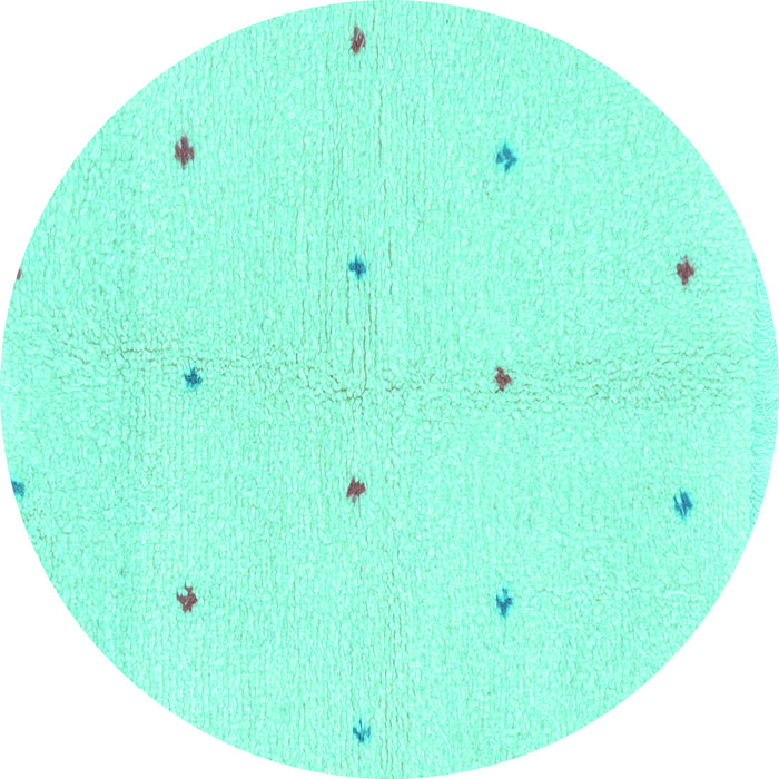 Round Machine Washable Solid Turquoise Modern Area Rugs, wshabs1804turq