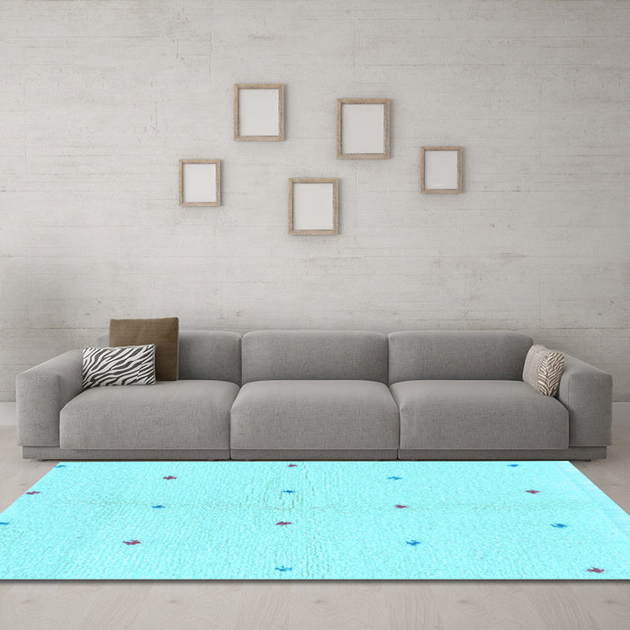 Machine Washable Solid Light Blue Modern Rug in a Living Room, wshabs1804lblu