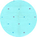 Round Machine Washable Solid Light Blue Modern Rug, wshabs1804lblu