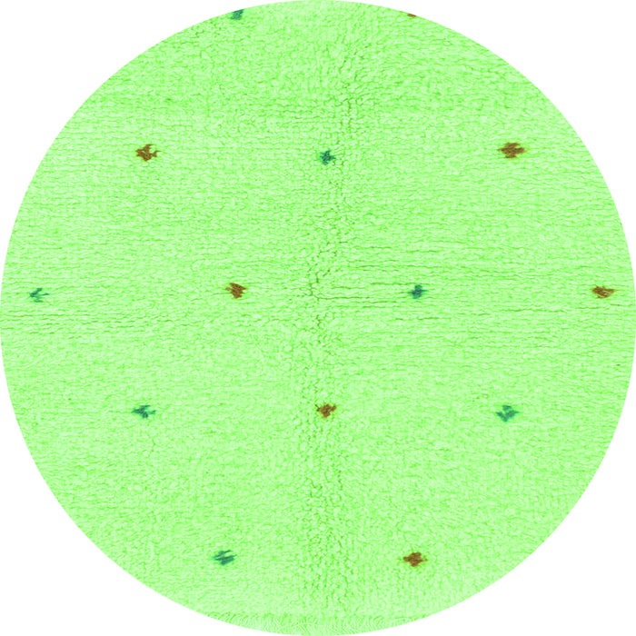 Round Machine Washable Solid Green Modern Area Rugs, wshabs1804grn