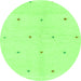 Round Machine Washable Solid Green Modern Area Rugs, wshabs1804grn