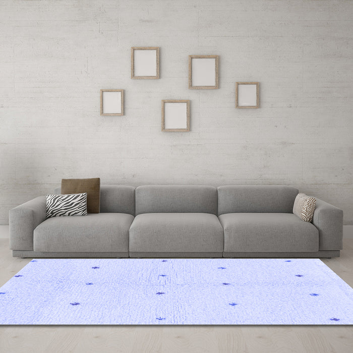 Machine Washable Solid Blue Modern Rug in a Living Room, wshabs1804blu