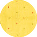 Round Solid Yellow Modern Rug, abs1804yw