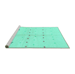 Sideview of Machine Washable Solid Turquoise Modern Area Rugs, wshabs1805turq