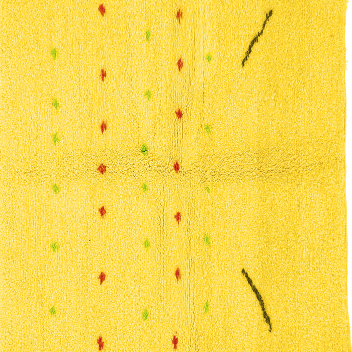 Square Machine Washable Solid Yellow Modern Rug, wshabs1805yw