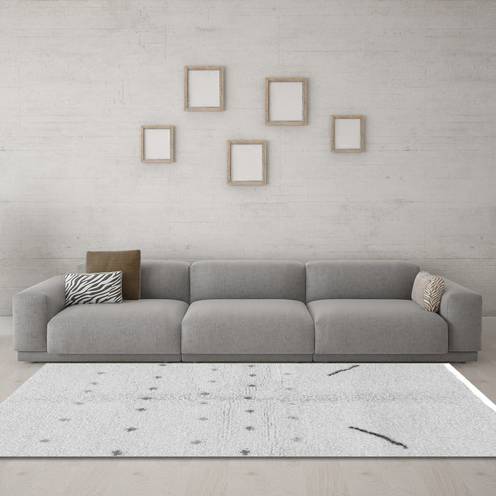 Machine Washable Solid Gray Modern Rug in a Living Room,, wshabs1805gry
