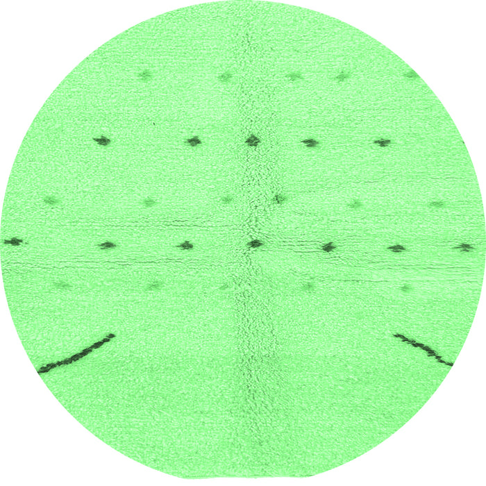 Round Machine Washable Solid Emerald Green Modern Area Rugs, wshabs1805emgrn