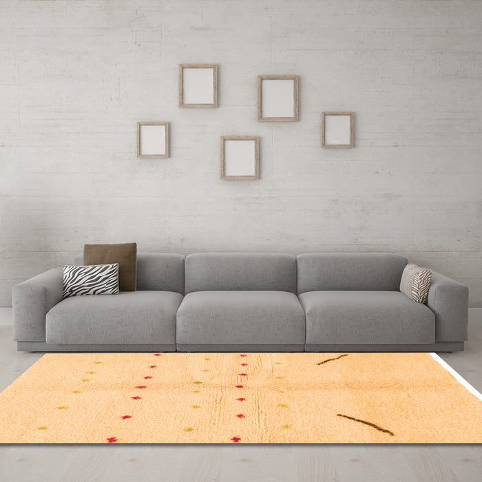 Machine Washable Solid Orange Modern Area Rugs in a Living Room, wshabs1805org