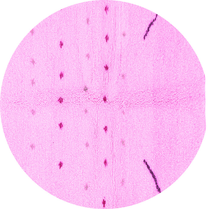Round Machine Washable Solid Pink Modern Rug, wshabs1805pnk