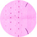 Round Machine Washable Solid Pink Modern Rug, wshabs1805pnk