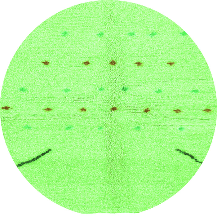 Round Machine Washable Solid Green Modern Area Rugs, wshabs1805grn