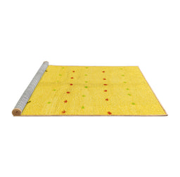 Sideview of Machine Washable Solid Yellow Modern Rug, wshabs1805yw