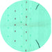 Round Solid Turquoise Modern Rug, abs1805turq