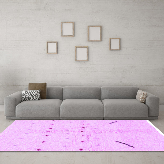 Machine Washable Solid Purple Modern Area Rugs in a Living Room, wshabs1805pur
