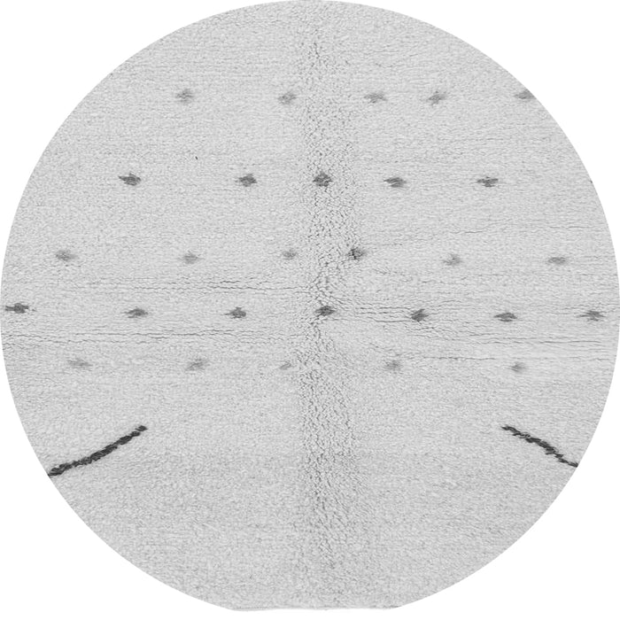 Round Machine Washable Solid Gray Modern Rug, wshabs1805gry