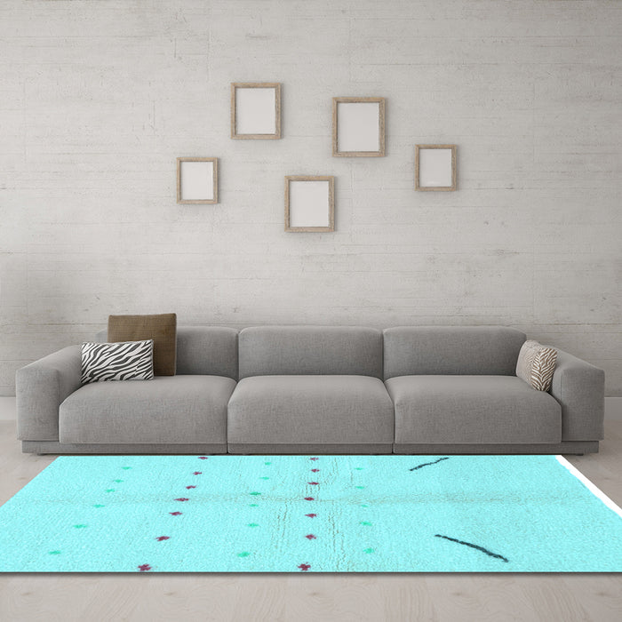 Machine Washable Solid Light Blue Modern Rug in a Living Room, wshabs1805lblu