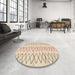 Round Abstract Brown Solid Rug in a Office, abs1806