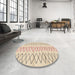 Round Machine Washable Abstract Brown Sugar Brown Rug in a Office, wshabs1806