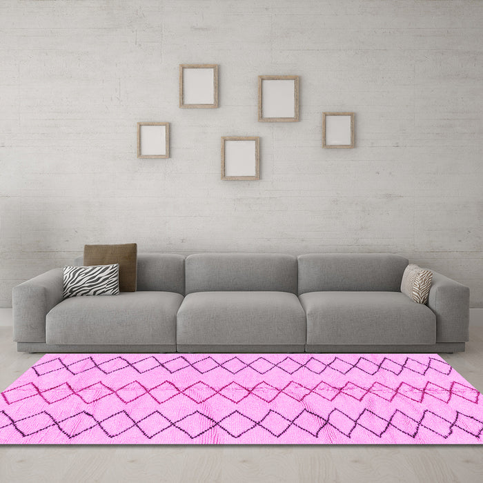 Machine Washable Solid Pink Modern Rug in a Living Room, wshabs1806pnk