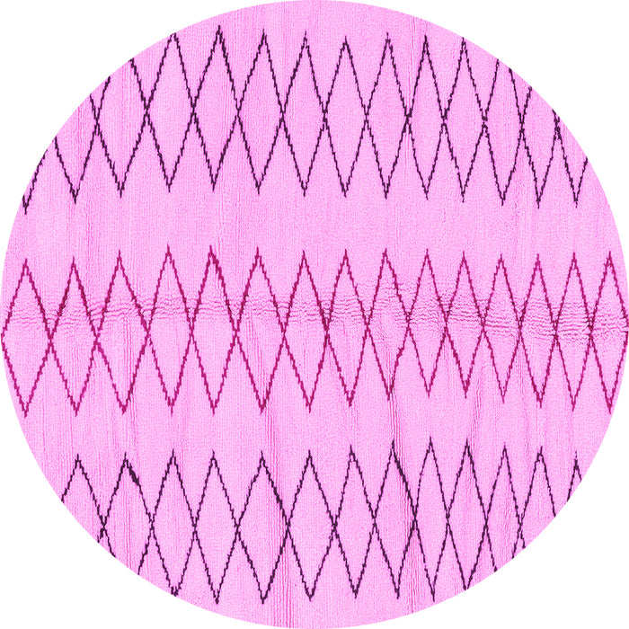 Round Machine Washable Solid Pink Modern Rug, wshabs1806pnk