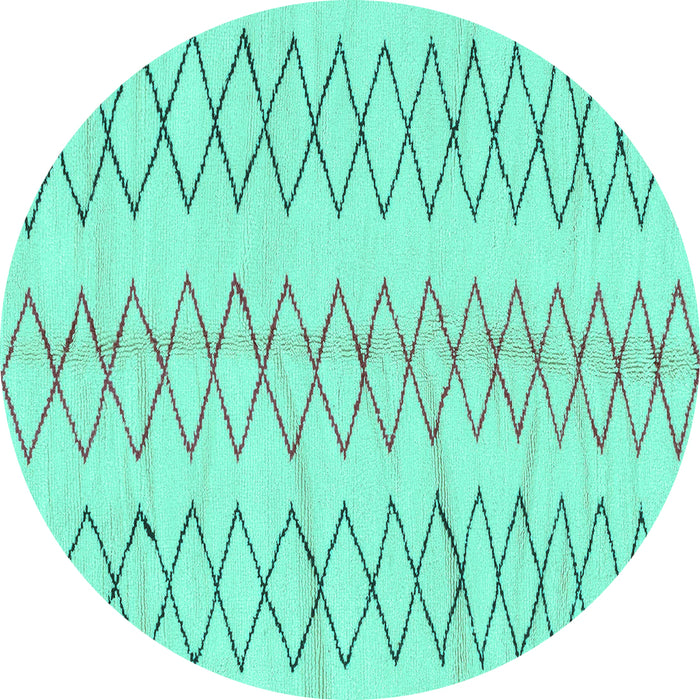Round Machine Washable Solid Turquoise Modern Area Rugs, wshabs1806turq