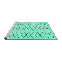 Sideview of Machine Washable Solid Turquoise Modern Area Rugs, wshabs1806turq