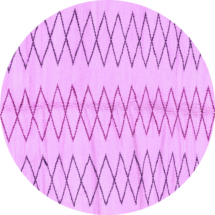 Round Machine Washable Solid Purple Modern Area Rugs, wshabs1806pur