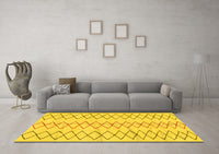 Machine Washable Solid Yellow Modern Rug, wshabs1806yw