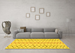 Machine Washable Solid Yellow Modern Rug in a Living Room, wshabs1806yw