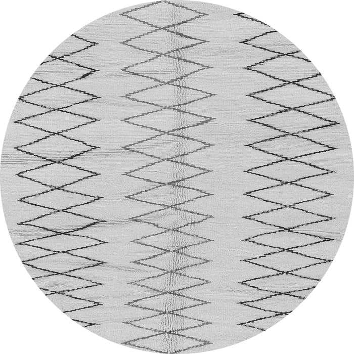Round Machine Washable Solid Gray Modern Rug, wshabs1806gry