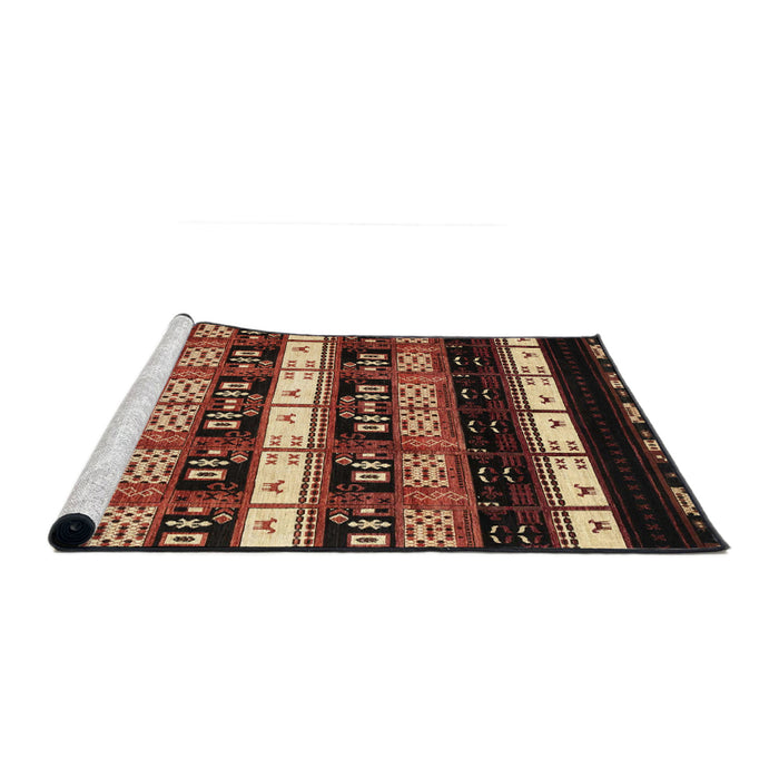 Sideview of Machine Washable Abstract Red Rug, wshabs1807
