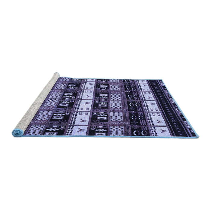 Sideview of Machine Washable Abstract Blue Modern Rug, wshabs1807blu