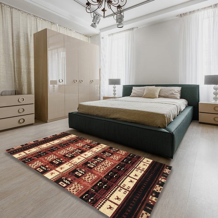 Abstract Red Modern Rug in a Bedroom, abs1807