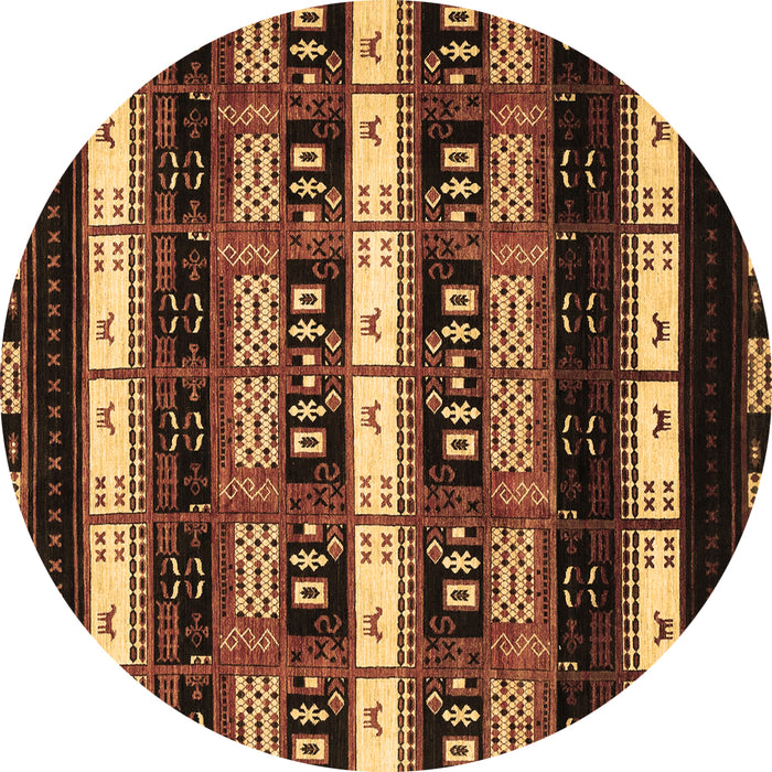 Round Machine Washable Abstract Brown Modern Rug, wshabs1807brn
