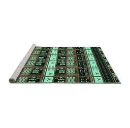 Sideview of Machine Washable Abstract Turquoise Modern Area Rugs, wshabs1807turq