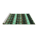 Sideview of Machine Washable Abstract Turquoise Modern Area Rugs, wshabs1807turq