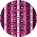 Round Machine Washable Abstract Pink Modern Rug, wshabs1807pnk