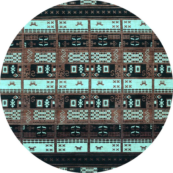 Round Abstract Light Blue Modern Rug, abs1807lblu