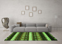 Machine Washable Abstract Green Modern Rug, wshabs1807grn