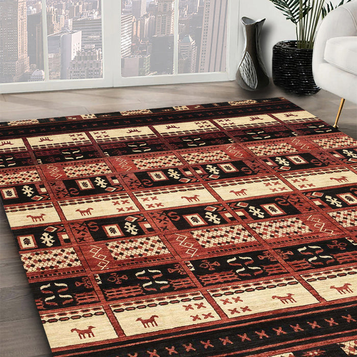 Machine Washable Abstract Red Rug in a Family Room, wshabs1807