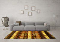 Machine Washable Abstract Yellow Modern Rug, wshabs1807yw