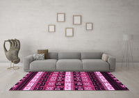 Machine Washable Abstract Pink Modern Rug, wshabs1807pnk