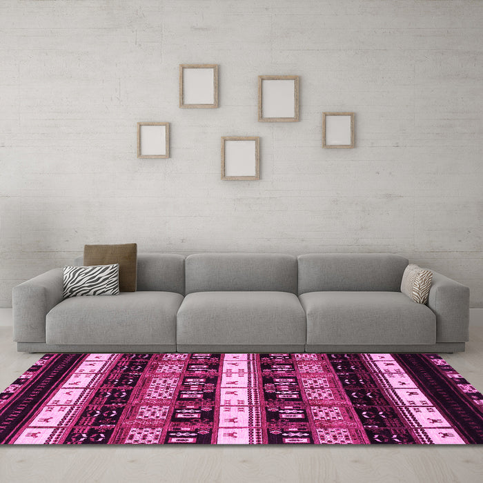 Machine Washable Abstract Pink Modern Rug in a Living Room, wshabs1807pnk